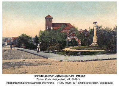 ID015083-Zinten_Kriegerdenkmal_und_Evangelische_Kirche_Reinicke_und_Rubin_Magdeburg_1900.jpg