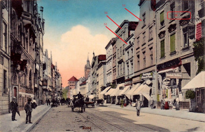 0 Königsberg - Kneiph. Langgasse, gel. Farbige AK v. 1912 — 2.jpg