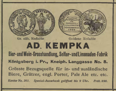 Ad. Kempka, Reklame, 1906